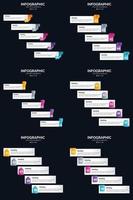 plantilla de diapositiva de presentación del paquete de infografías vectoriales 6 diagramas de ciclo de 5 pasos y líneas de tiempo vector