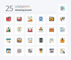 crecimiento de marketing paquete de iconos de 25 colores planos que incluye la etiqueta. mejoramiento. éxito. marketing. administración vector