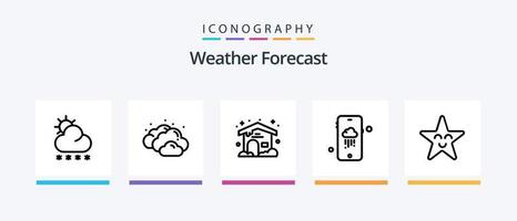 paquete de iconos de la línea meteorológica 5 que incluye . clima. clima. lluvia. clima. diseño de iconos creativos vector