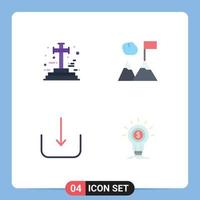 paquete de interfaz de usuario de 4 iconos planos básicos de cross ui halloween montañas elementos de diseño vectorial editables financieros vector