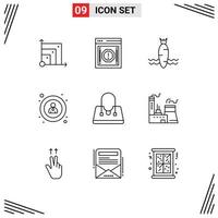 Set of 9 Modern UI Icons Symbols Signs for fashion user warning navigation spring Editable Vector Design Elements