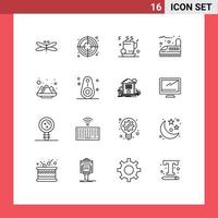 16 Outline concept for Websites Mobile and Apps holi transport tea train railroad Editable Vector Design Elements