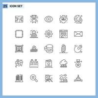 paquete de iconos vectoriales de stock de 25 signos y símbolos de línea para elementos de diseño vectorial editables de fórmula de estudio de biología pin globe vector