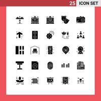 Universal Icon Symbols Group of 25 Modern Solid Glyphs of capture camera launching theater masks Editable Vector Design Elements