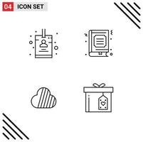 4 Universal Line Signs Symbols of badge coin book favorite crypto currency Editable Vector Design Elements