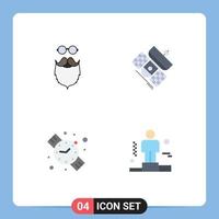 4 Universal Flat Icon Signs Symbols of moustache telecommunication beared broadcasting watch Editable Vector Design Elements