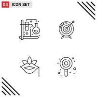 Set of 4 Modern UI Icons Symbols Signs for chemistry goal formula aim success Editable Vector Design Elements