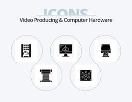 producción de video y diseño de iconos del paquete de iconos de glifos de hardware de computadora 5. conductor. nube. dispositivo. disco duro hardware vector