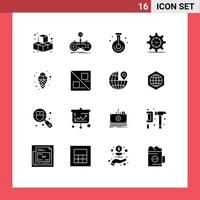 Universal Icon Symbols Group of 16 Modern Solid Glyphs of carnival time beaker setting science Editable Vector Design Elements