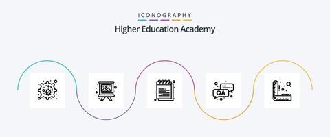 Academy Line 5 Icon Pack Including ruler. design. education. question. answer vector