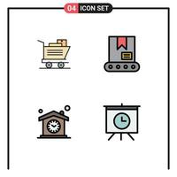 4 Creative Icons Modern Signs and Symbols of cart clock bulldozer home board Editable Vector Design Elements