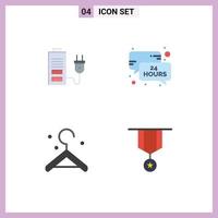 Editable Vector Line Pack of 4 Simple Flat Icons of acumulator hanger plug news update decoration Editable Vector Design Elements