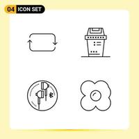 Modern Set of 4 Filledline Flat Colors and symbols such as back ear sets junk bluetooth Editable Vector Design Elements