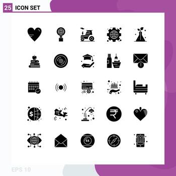 Set of 25 Modern UI Icons Symbols Signs for trees science tractor globe interface Editable Vector Design Elements