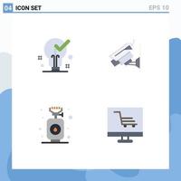 Universal Icon Symbols Group of 4 Modern Flat Icons of bulb camping ok cctv gas Editable Vector Design Elements