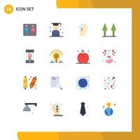 Group of 16 Flat Colors Signs and Symbols for down energy hotel graduation mind Editable Pack of Creative Vector Design Elements