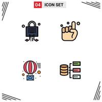 4 Creative Icons Modern Signs and Symbols of lock message technology one send Editable Vector Design Elements