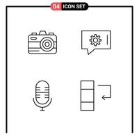 Set of 4 Modern UI Icons Symbols Signs for camera column chat preferences live swap Editable Vector Design Elements