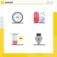 Group of 4 Flat Icons Signs and Symbols for and science e hospital ink Editable Vector Design Elements