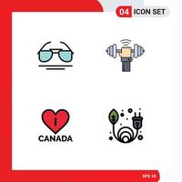 Set of 4 Modern UI Icons Symbols Signs for galsses love spring lifting canada Editable Vector Design Elements
