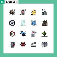 Set of 16 Modern UI Icons Symbols Signs for interior furniture diet sleep pollution Editable Creative Vector Design Elements