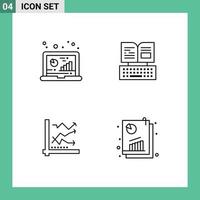 Stock Vector Icon Pack of 4 Line Signs and Symbols for analysis graph data keyboard analytic Editable Vector Design Elements