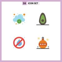 Stock Vector Icon Pack of 4 Line Signs and Symbols for cloud christmas avocado no fire globe Editable Vector Design Elements