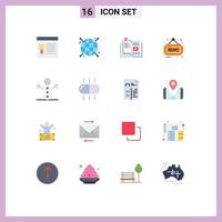 Universal Icon Symbols Group of 16 Modern Flat Colors of browser book page focus tutorial Editable Pack of Creative Vector Design Elements