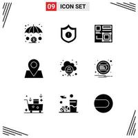 Universal Icon Symbols Group of 9 Modern Solid Glyphs of user cloud design account pointer Editable Vector Design Elements