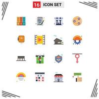 16 Universal Flat Color Signs Symbols of files back pack database document hobbies Editable Pack of Creative Vector Design Elements