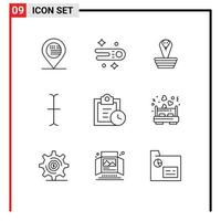 Pack of 9 Modern Outlines Signs and Symbols for Web Print Media such as dating todo cobra tasks input Editable Vector Design Elements