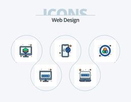 línea de diseño web paquete de iconos llenos 5 diseño de iconos. . web. costoso. página principal. web vector