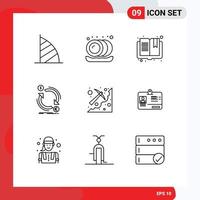 Group of 9 Outlines Signs and Symbols for cave money book finance exchange Editable Vector Design Elements