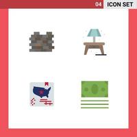 Mobile Interface Flat Icon Set of 4 Pictograms of construction map security lump ecommerce Editable Vector Design Elements