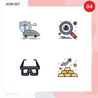 Universal Icon Symbols Group of 4 Modern Filledline Flat Colors of car glasses transport scan glasses Editable Vector Design Elements