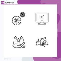 User Interface Pack of 4 Basic Filledline Flat Colors of tires magic computer imac present Editable Vector Design Elements