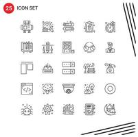 Pictogram Set of 25 Simple Lines of architect time kids deadline record Editable Vector Design Elements