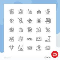 25 Universal Line Signs Symbols of gps bulb arrow solution business Editable Vector Design Elements