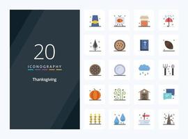 20 Thanks Giving Flat Color icon for presentation vector