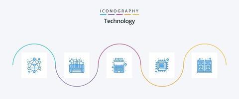 paquete de iconos de tecnología azul 5 que incluye música. elegante. artificial. futuro. chip vector