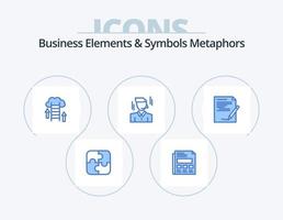Elementos de negocio y símbolos metáforas paquete de iconos azul 5 diseño de iconos. convenio. trabajador. nube. gerente. servidor vector