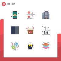 Pictogram Set of 9 Simple Flat Colors of heart workspace value layout grid Editable Vector Design Elements