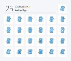 Android App 25 Blue Color icon pack including google. app. online. phone. card vector