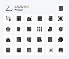 Web Pack 25 Solid Glyph icon pack including web lock. page lock. web. information security. laptop vector