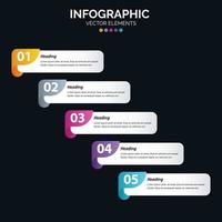 El vector de diseño de infografías de 5 pasos y el marketing se pueden utilizar para el diseño del flujo de trabajo