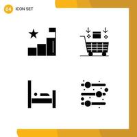 Mobile Interface Solid Glyph Set of 4 Pictograms of analysis bed positions robot people Editable Vector Design Elements