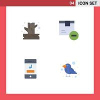 Universal Icon Symbols Group of 4 Modern Flat Icons of branch arrows wood delivery missed Editable Vector Design Elements