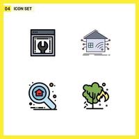 4 Creative Icons Modern Signs and Symbols of web advancement apartment web maintenance house search Editable Vector Design Elements