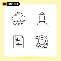 Line Pack of 4 Universal Symbols of climate music night chess location Editable Vector Design Elements