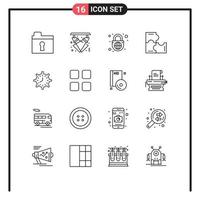 Pack of 16 creative Outlines of deadline puzzle pieces security puzzle game education Editable Vector Design Elements